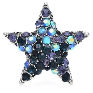 Blue Crystal Star Brooch